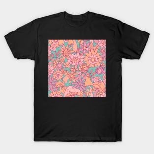 Muted pinks sixties seventies floral T-Shirt